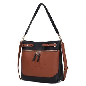 8673 Shoulder Bag , Two Tone Vegan Leather Fashion Hobo Handbag Messenger